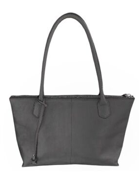 Hobo The Original Gray Leather East West Zip Top Tote Bag